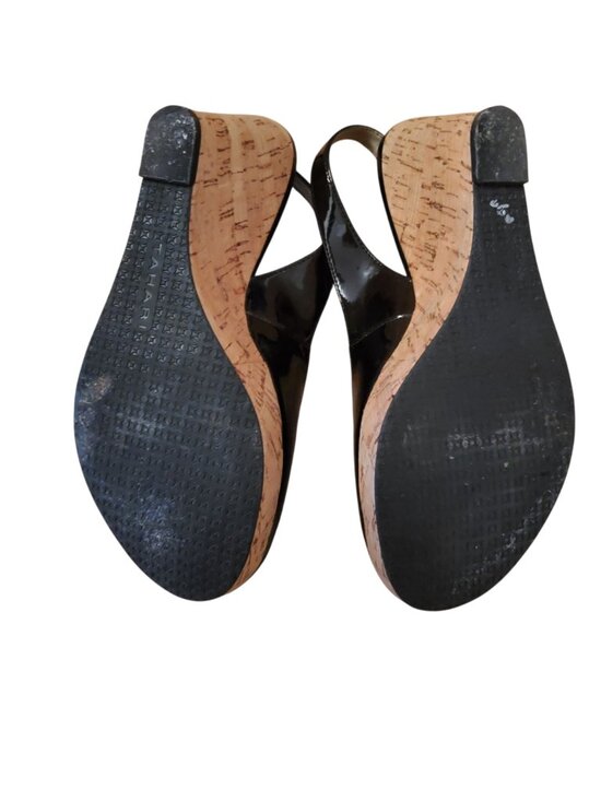 Tahari Black Round Toe Shoes With Wedge Heels - Picture 3 of 3